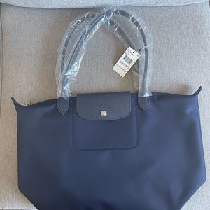 NWT LONGCHAMP Le Pliage Large Nylon Shoulder Tote - Navy